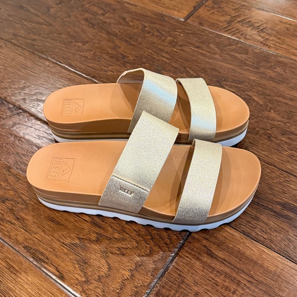 Reef Women's Gold, Tan and White Platform Slide Sandals - Picture 3 of 3